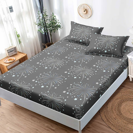 Husă de pat cu elastic din Bumbac Finet + 2 Fețe de Pernă, 180x200, Cod: DRS802