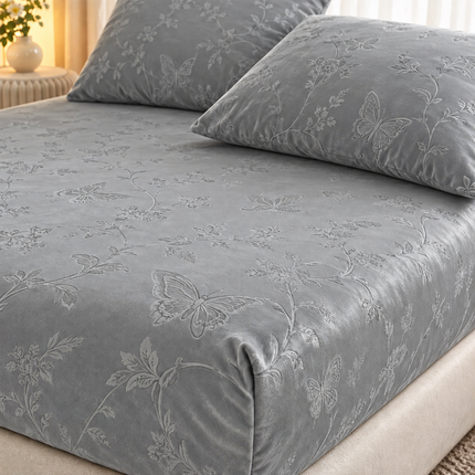 Husă de Pat Premium din Catifea Fină, cu Elastic + 2 Fețe de Pernă, Cod: VLX5
