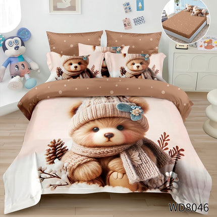 Lenjerie Premium cu efect panoramic 5D, cearșaf cu elastic, Cod: CDC-27