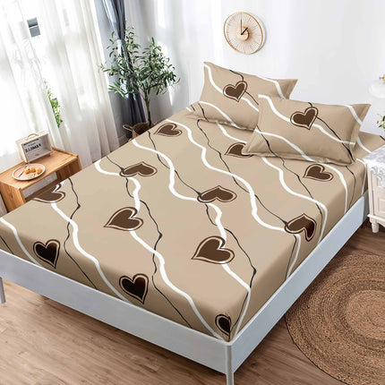 Husă de pat cu elastic din Bumbac Finet + 2 Fețe de Pernă, 180x200, Cod: DRS818