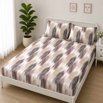 Husă de pat cu elastic din Bumbac Finet + 2 Fețe de Pernă, 160x200, Cod: DRS11