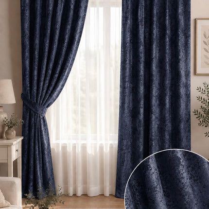 Draperii Sena – Set 2 bucăți, Jacquard Elegant, Bleumarin, cu rejansă, Cod: SNA4