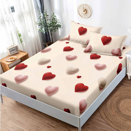 Husă de pat cu elastic din Bumbac Finet + 2 Fețe de Pernă, 180x200, Cod: DRS800