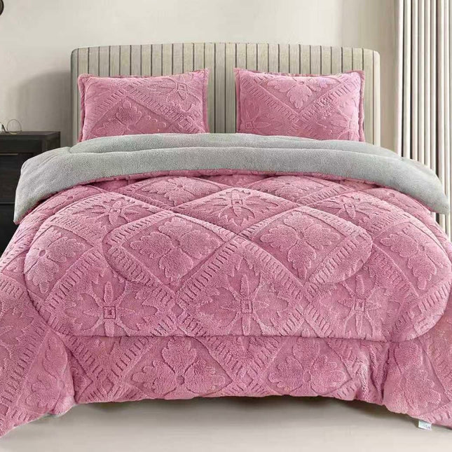 Pilotă Cocolino moale și călduroasă, 200x230 cm, 3 piese, roz, Cod: MRYN23