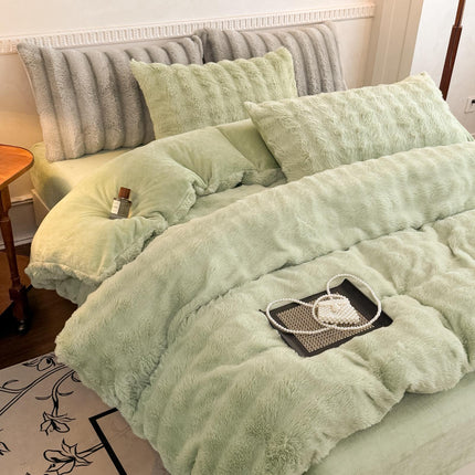 Set de Lux din blană de iepure artificială, 4 piese, Cod: BYK2