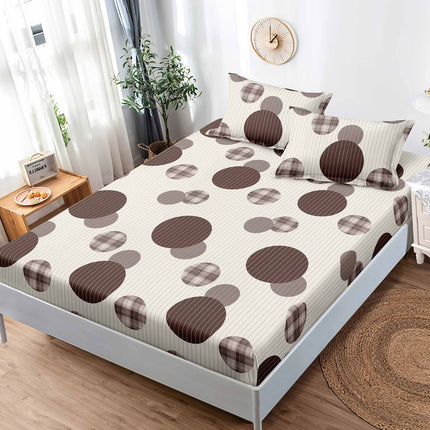 Husă de pat cu elastic din Bumbac Finet + 2 Fețe de Pernă, 180x200, Cod: DRS803