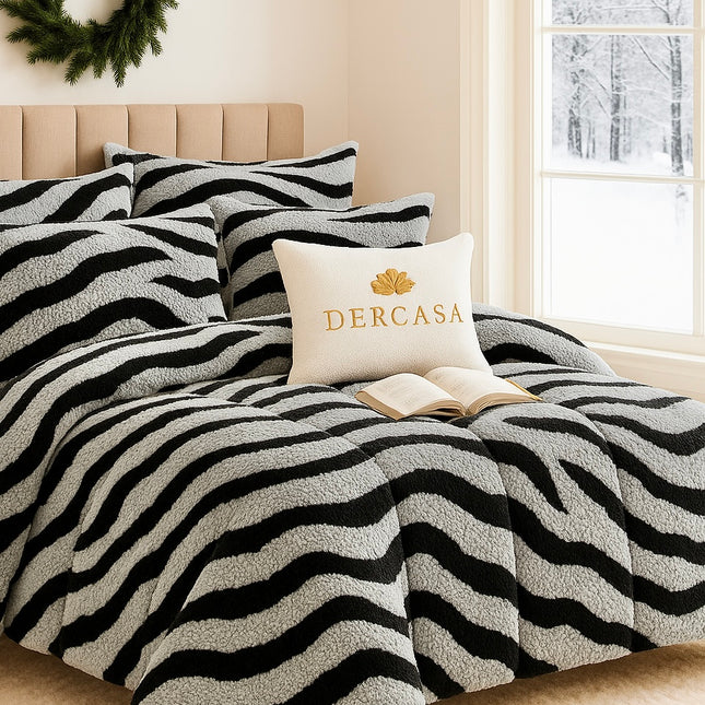 Set Premium Cocolino Zebra – Lenjerie Plușată cu Elastic (4 Piese), Cod: ZBC3