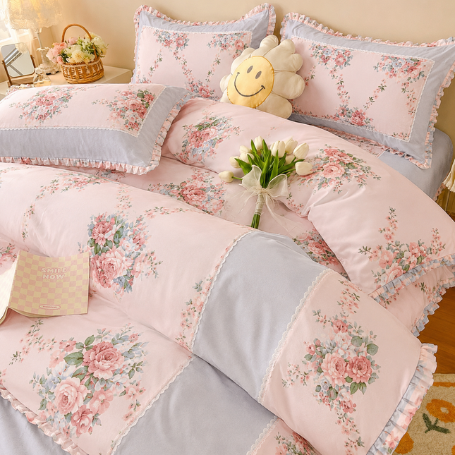 Lenjerie DELUXE din Bumbac Soft Touch cu volănașe Cod: FB55