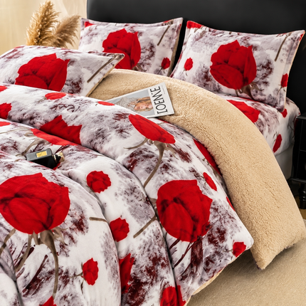 Lenjerie de Pat Cocolino cu Blăniță Sherpa – Set 4 Piese, cod: SHPA12