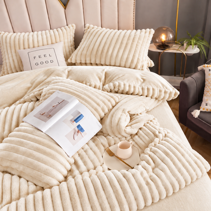 Set de Lux din blană de iepure artificială, 4 piese, Cod: BY87