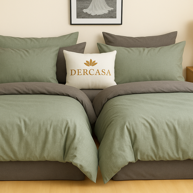 Set lenjerie pat – bumbac satinat, 7 piese, 2 huse pilotă, Cod: 7PS14