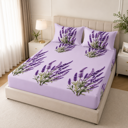 Husă de pat cu elastic din Bumbac Finet + 2 Fețe de Pernă, 140x200, Cod: DRM427