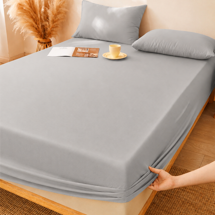 Husă de pat cu elastic din Bumbac Finet + 2 Fețe de Pernă, 180x200, Cod: DRS206