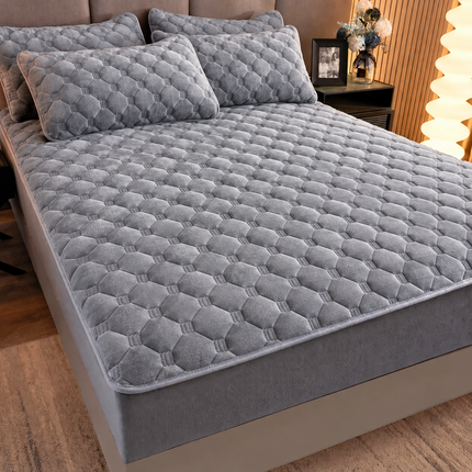 Husă / Topper saltea cu elastic, crem deschis, 160x200 cm Cod: TPW1