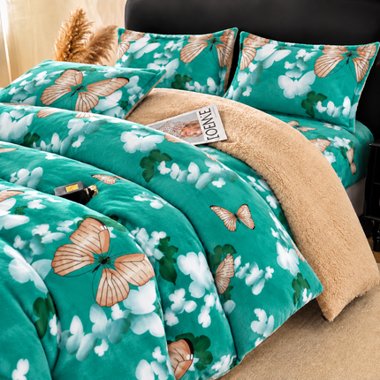 Lenjerie de Pat Cocolino cu Blăniță Sherpa – Set 4 Piese, cod: SHPA37