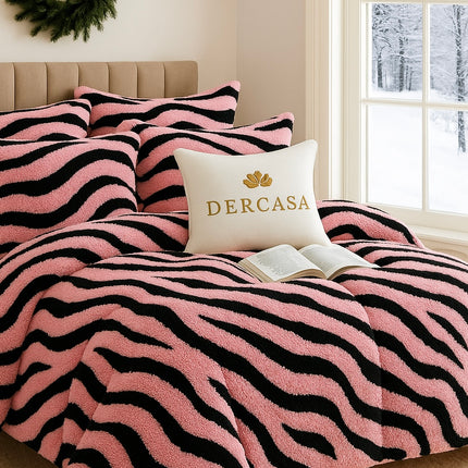 Set Premium Cocolino Zebra – Lenjerie Plușată cu Elastic (4 Piese), Cod: ZBC7