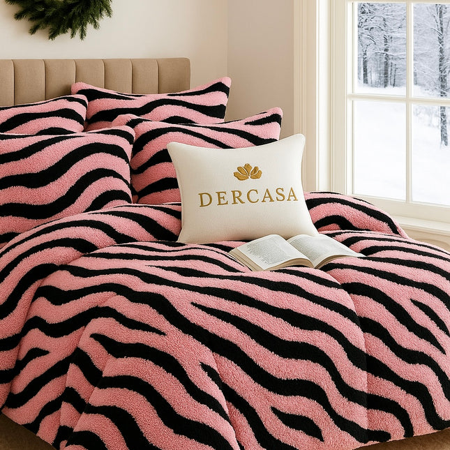 Set Premium Cocolino Zebra – Lenjerie Plușată cu Elastic (4 Piese), Cod: ZBC7