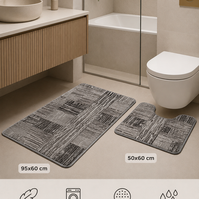 Covorașe de baie premium – Set 2 piese, ultra-absorbante și antiderapante, Cod: PBAY8