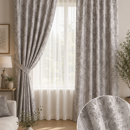 Draperii Sena – Set 2 bucăți, Jacquard Elegant, Gri Perlat, cu rejansă, Cod: SNA13