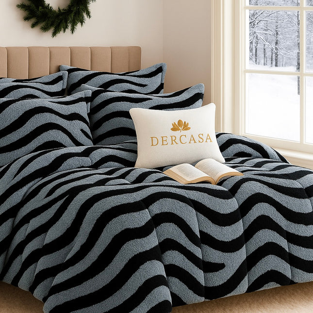 Set Premium Cocolino Zebra – Lenjerie Plușată cu Elastic (4 Piese), Cod: ZBC1