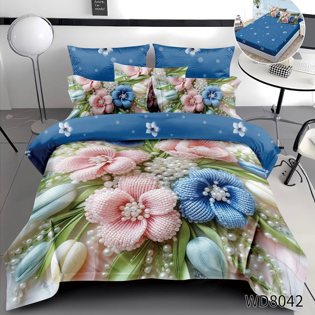 Lenjerie Premium cu efect panoramic 5D, cearșaf cu elastic, Cod: CDC-39