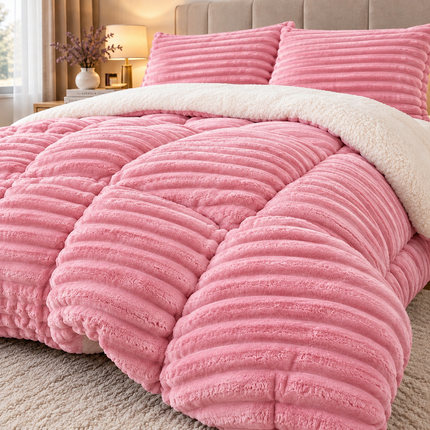 Pilotă Groasă și Pufoasă 200x230 cm cu 2 Fețe de Pernă – Set 3 Piese, Cod: ALS5