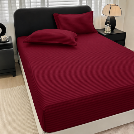 Husă de pat cu elastic tip Damasc + 2 Fețe de Pernă, 140x200 cm, Cod: DRM513