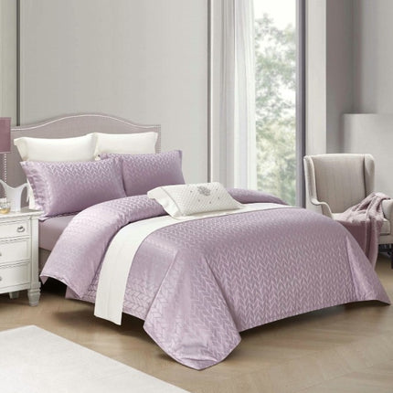 Set lenjerie de Lux jacquard, 4 piese, pat 2 persoane, cearșaf cu elastic Cod: JQC3