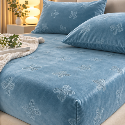 Husă de Pat Premium din Catifea Fină, cu Elastic + 2 Fețe de Pernă, Cod: VLX10