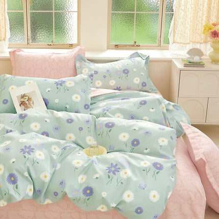 Lenjerie de pat din bumbac fin 6 piese(cearșaf de pat cu elastic) Cod: FNF412