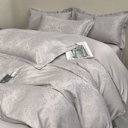 Set lenjerie de Lux jacquard, 6 piese, pat 2 persoane,cearșaf cu elastic, Cod: JQY33
