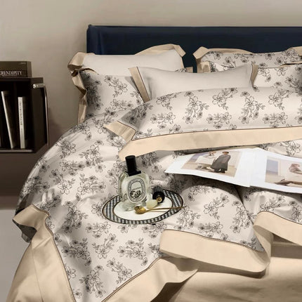 Lenjerie de pat din bumbac fin 6 piese(cearșaf de pat cu elastic) Cod: FNS200