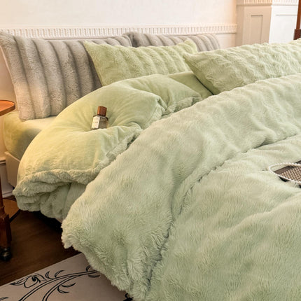 Set de Lux din blană de iepure artificială, 4 piese, Cod: BYK2