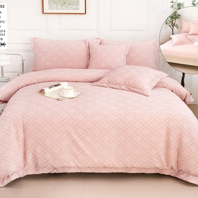 Lenjerie Deluxe Relief, Bumbac+In, grofate, 6 piese, cearșaf cu elastic DRG16