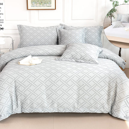 Lenjerie Deluxe Relief, Bumbac+In, grofate, 6 piese, cearșaf cu elastic DRG15