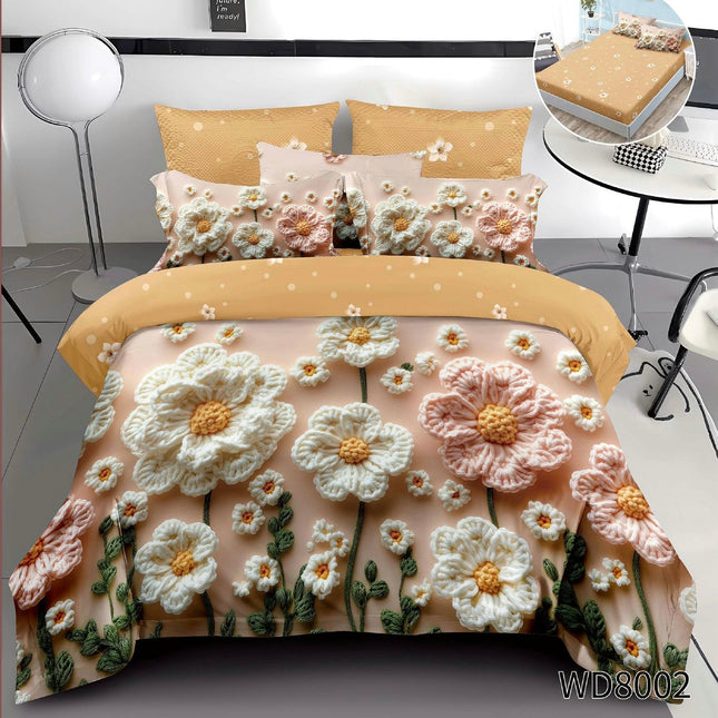 Lenjerie Premium cu efect panoramic 5D, cearșaf cu elastic, Cod: CDC-34