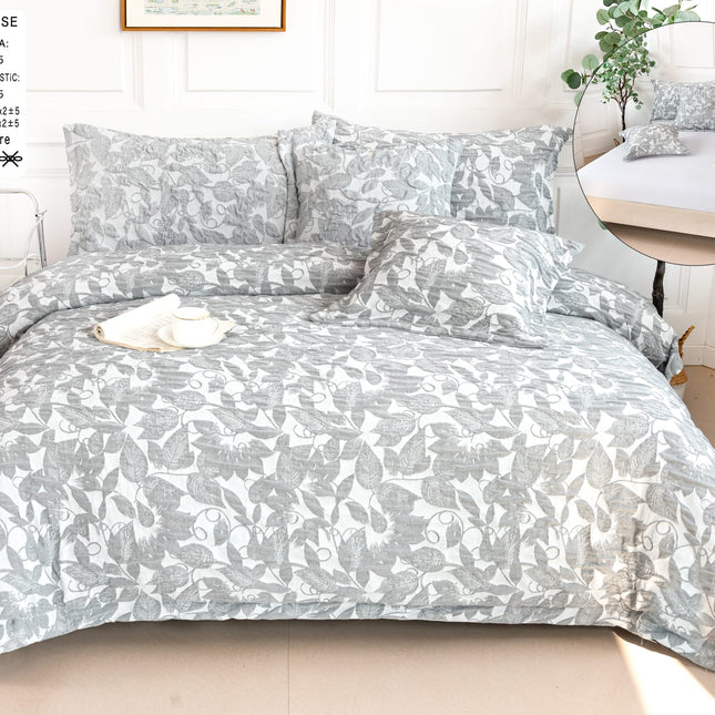 Lenjerie Deluxe Relief, Bumbac+In, grofate, 6 piese, cearșaf cu elastic DRG17