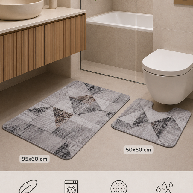 Covorașe de baie premium – Set 2 piese, ultra-absorbante și antiderapante, Cod: PBAY6