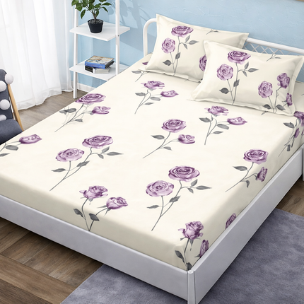 Husă de pat cu elastic din Bumbac Finet + 2 Fețe de Pernă, 140x200, Cod: DRM18