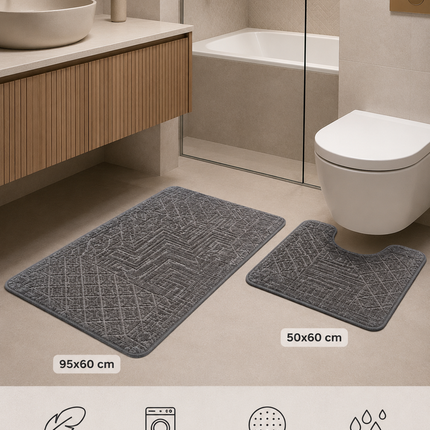 Covorașe de baie premium – Set 2 piese, ultra-absorbante și antiderapante, Cod: PBAY3