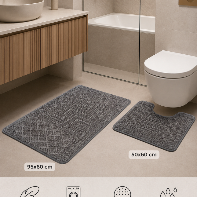 Covorașe de baie premium – Set 2 piese, ultra-absorbante și antiderapante, Cod: PBAY3
