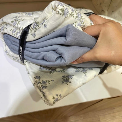 Lenjerie elastică premium din bumbac tricot – Design botanic, 4 piese, Cod: CTN06