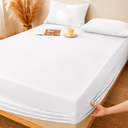 Husă de pat cu elastic din Bumbac Finet + 2 Fețe de Pernă, 180x200, Cod: DRS205