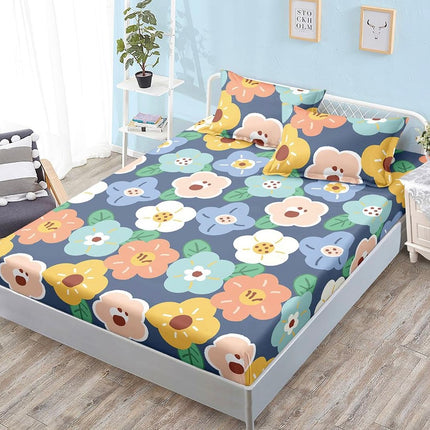 Husa de pat cu elastic din Bumbac fin + 2 Fete de Perna, Pat 2 Persoane -Cod: DER113