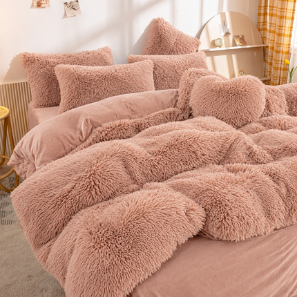 Lenjerie de Pat Premium Fluffy Cocolino, 6 Piese, Pat Dublu, Cod: E-FFY5