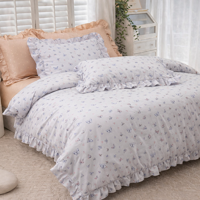 Lenjerie DELUXE din Bumbac fin cu volănașe, 6 piese, Cod: FBP23