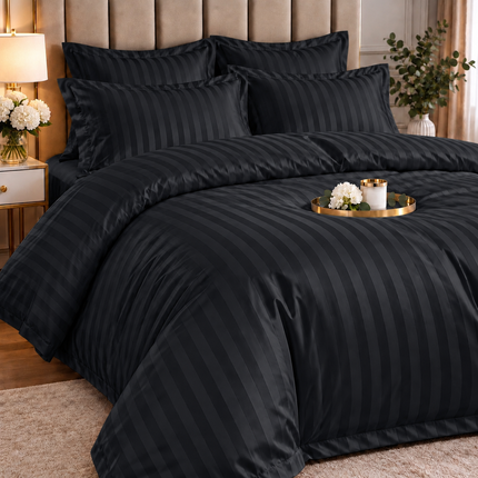 Lenjerie de Lux din Damasc Finetat Deluxe cu 6 piese-cearșaf de pat cu elastic Cod: DAE320