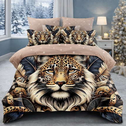 Lenjerie Premium cu efect panoramic 5D, cearșaf cu elastic, Cod: CDC-61