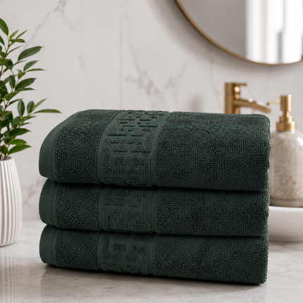 Set de 3 prosoape din bumbac 100% cu putere mare de absortie Deep Green – 70 x 130 cm Elegance Cod: 15790PR