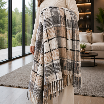 Pătură Merinos Cozy Life – Carouri, 180x220 cm, Cod: MROS3